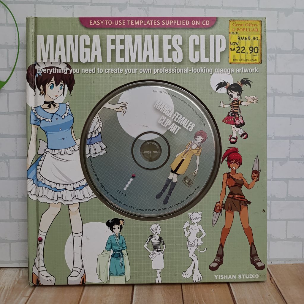 buku panduan karya seni manga Manga females clip hardcover bonus cd-rom
