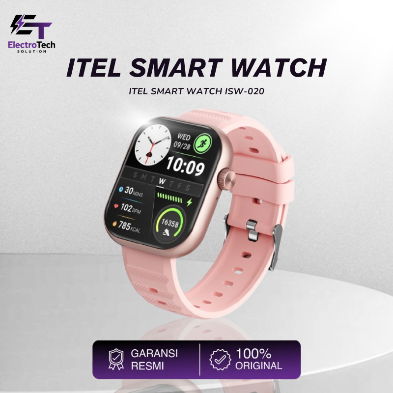itel Fit O20 ISW-020 Smartwatch Layar 2.04 Inci IP68 100 Mode Olahraga - Hitam, Rose Gold, Biru, Hijau Tua, Perak
