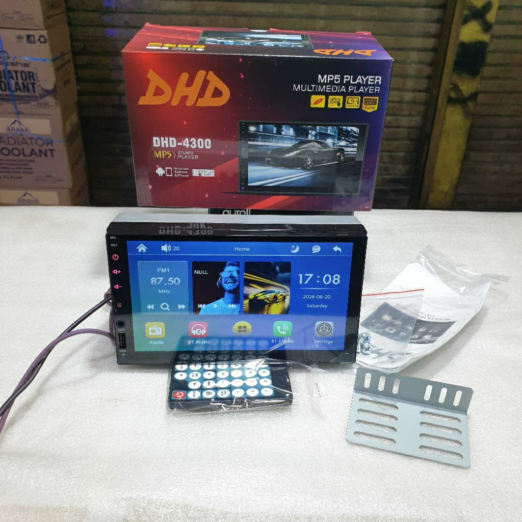 Head Unit Deckless DHD DHD-4300 Bluetooth RADIO USB AUX layar sentuh