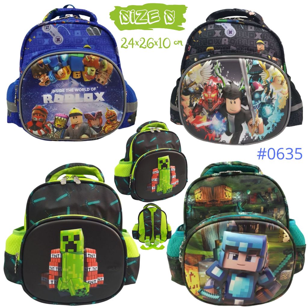 Tas Ransel Roblox dan Mineeecraft / Tas Sekolah Anak PAUD motif Minicraft dan Roblox / Sekolah Ranse