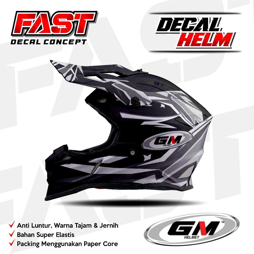 Decal stiker helm GM Cross Fullface  Motif Racing Livery  HELM GM Simpel Design Sticker Helm Anti Pu