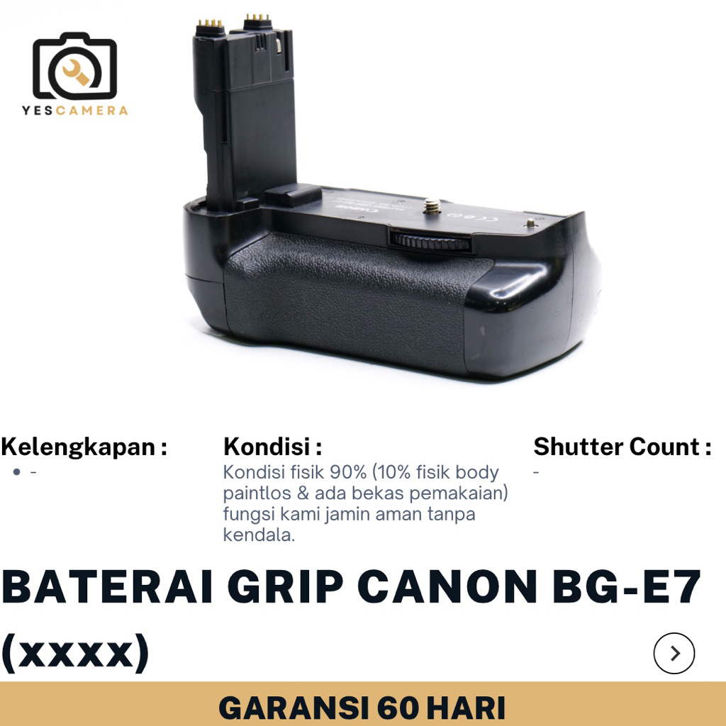 Baterai Grip Canon BG - E7 (Bekas) - Untuk Kamera DSLR Canon EOS 7D - Unit Only(xxxx)