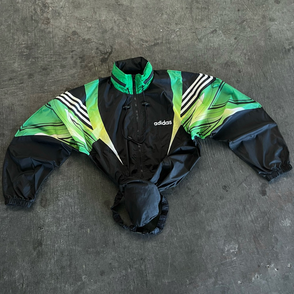 Vintage 90s Colorblock ADIDAS Windbreaker (Oversize Cut, Hidden Hoodie, Packable)