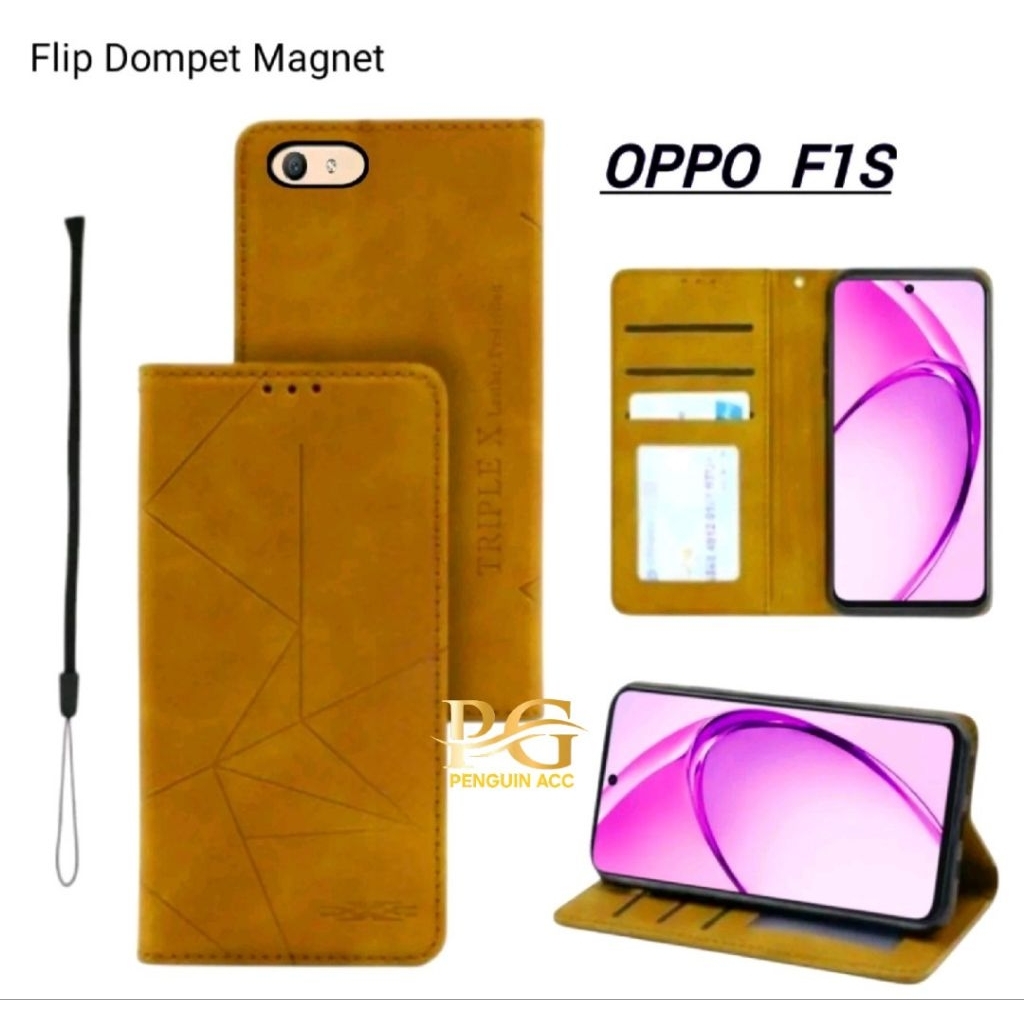 Casing OPPO F1S Flip Leather Case Dompet Kulit Premium Terbaru