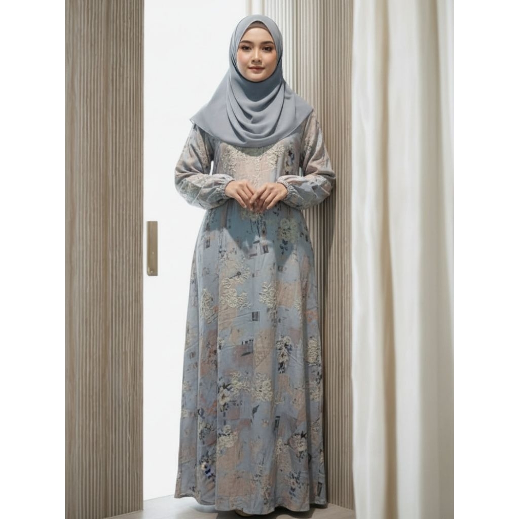 Gamis Dharby Bordir - Blue