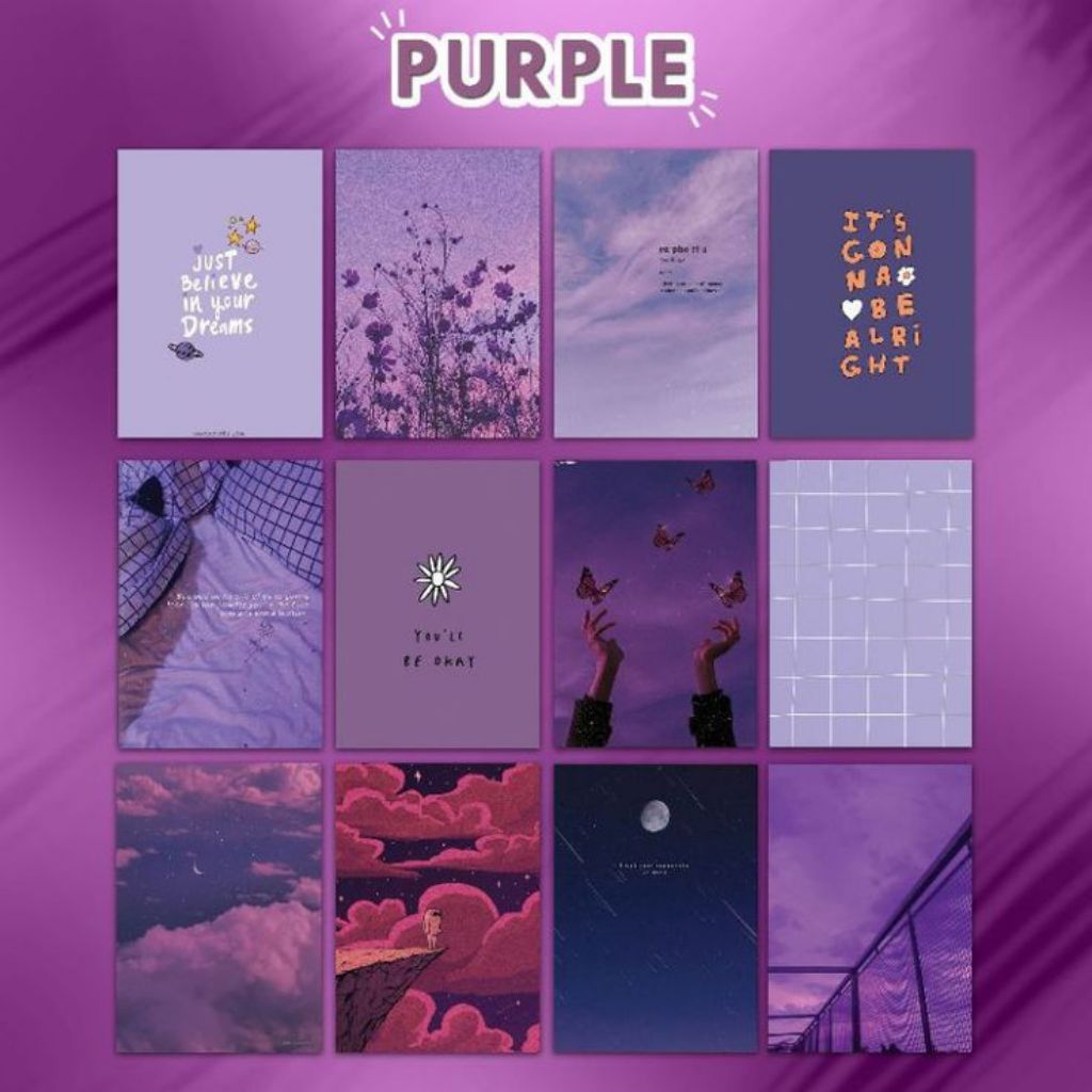 POSTER DINDING MOTIF PURPLE [FREE LEM PEREKAT]/ POSTER AESTHETIC/ HIASAN DINDING/ POSTER MURAH / POS