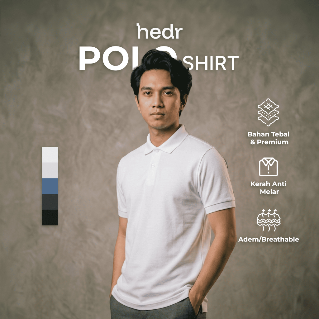 HEDR Nimbus Polo Shirt Pria – Kaos Polo Lengan Pendek | Putih