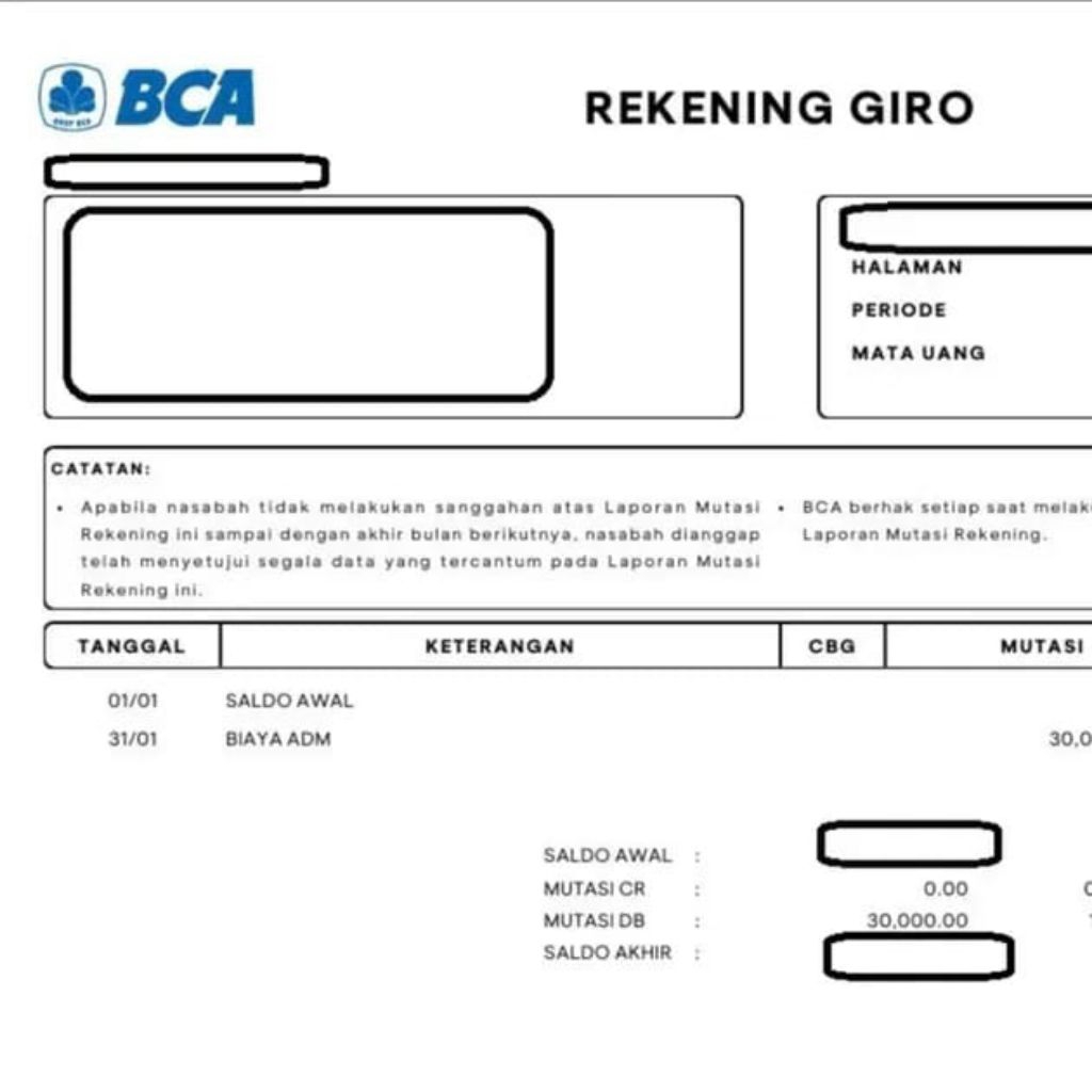 PDF to Excel Mutasi Rekening Statement BCA