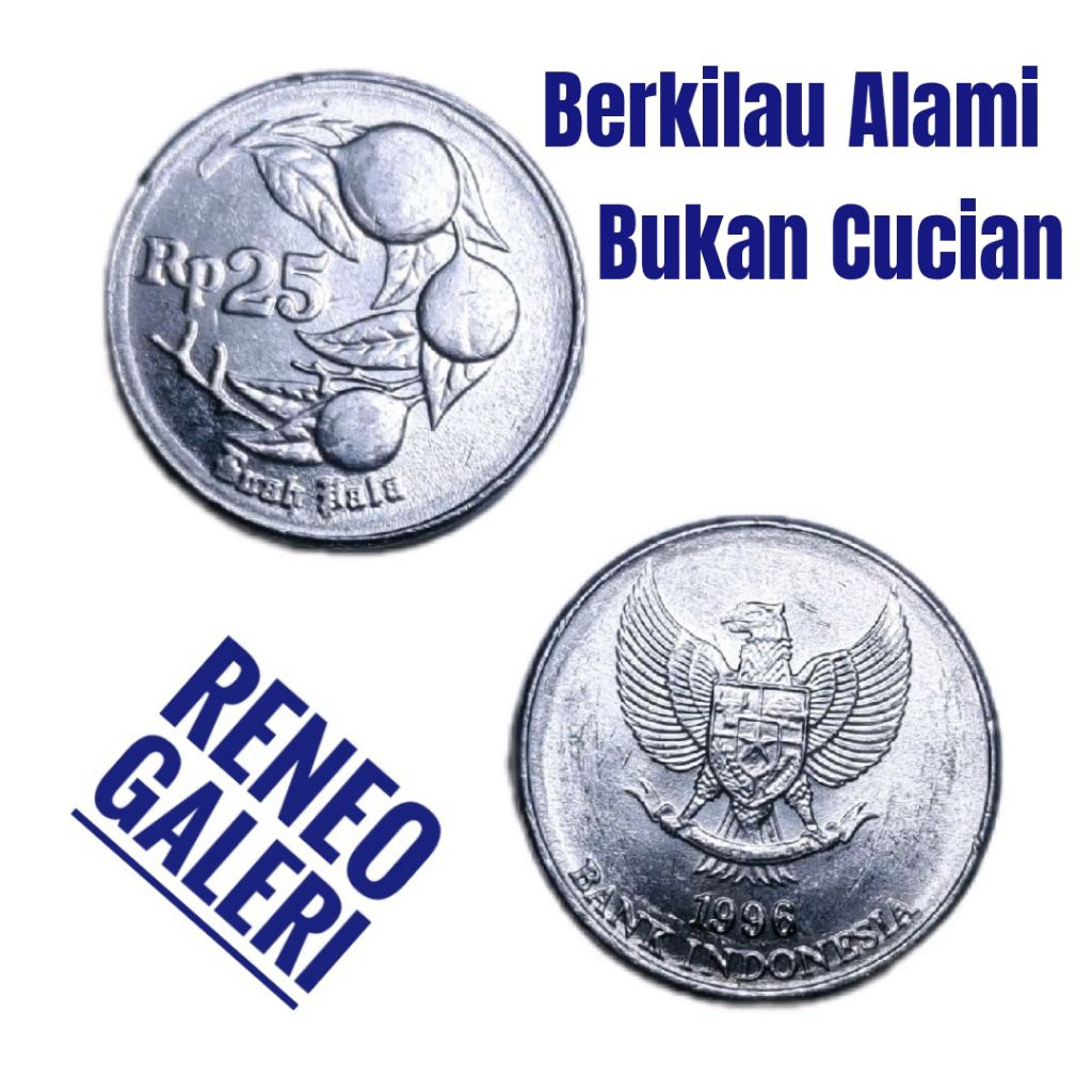 Berkilau Mungil Koin 25 Rupiah Buah Pala tahun cetak random uang kuno logam Indonesia original asli 