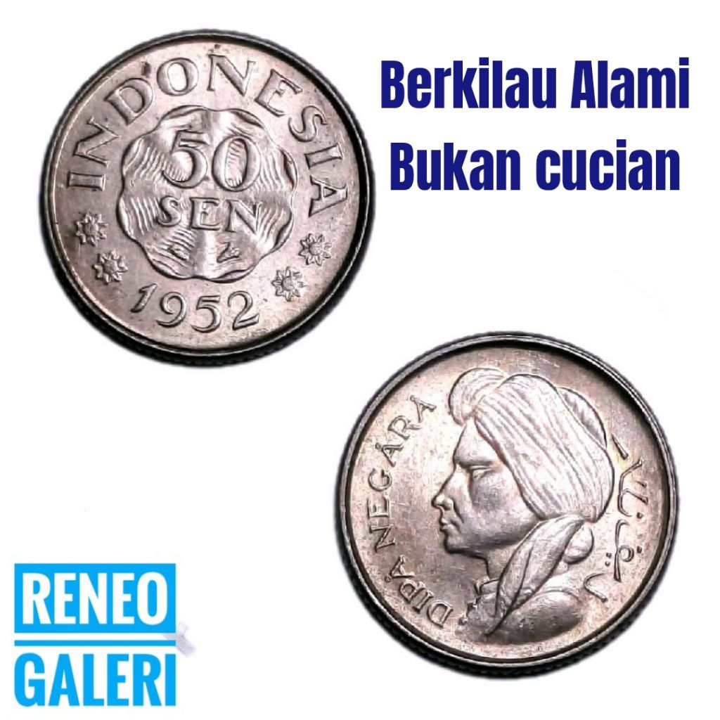 Berkilau Koin 50 Sen Diponegoro Dipanegara Tahun 1952 1955 1957 tanpa 1954 Uang Logam Indonesia Kuno