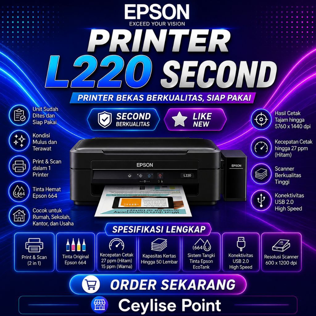 Printer Epson L220 Second | Print Scan Copy Normal | Siap Pakai