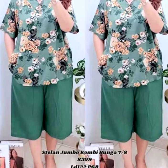 SETELAN RAYON TWILL MOTIF BUNGA SET JUMBO