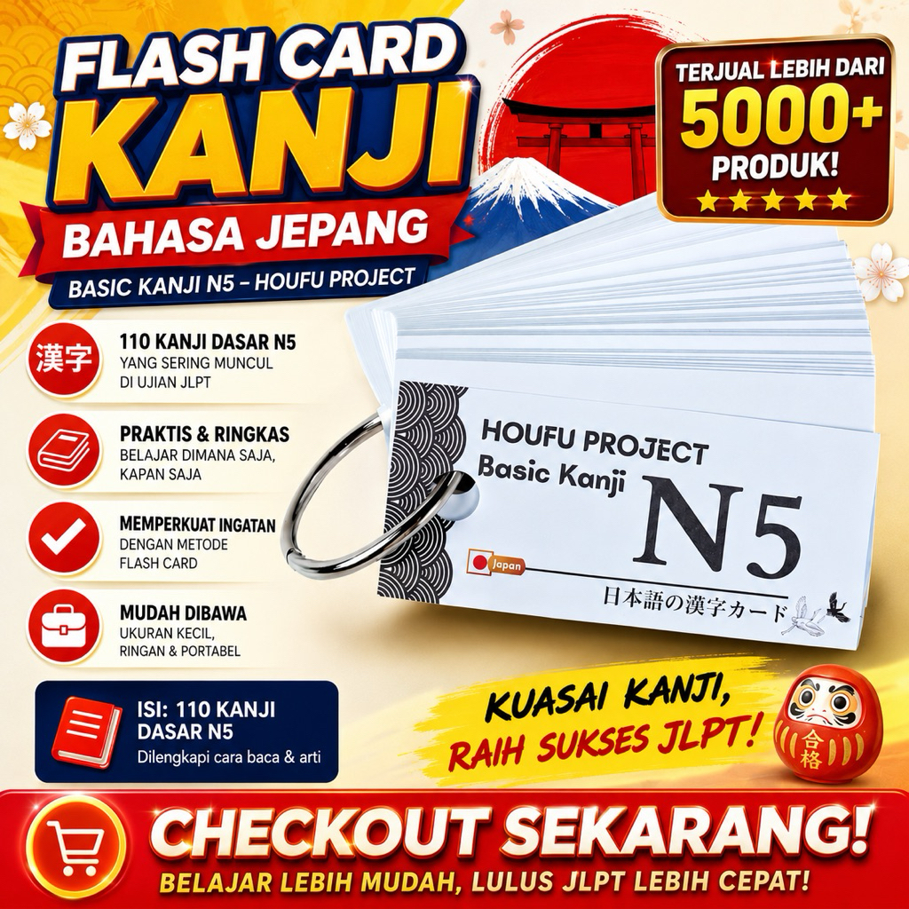 (110 kanji) FLASH CARD BASIC KANJI N5