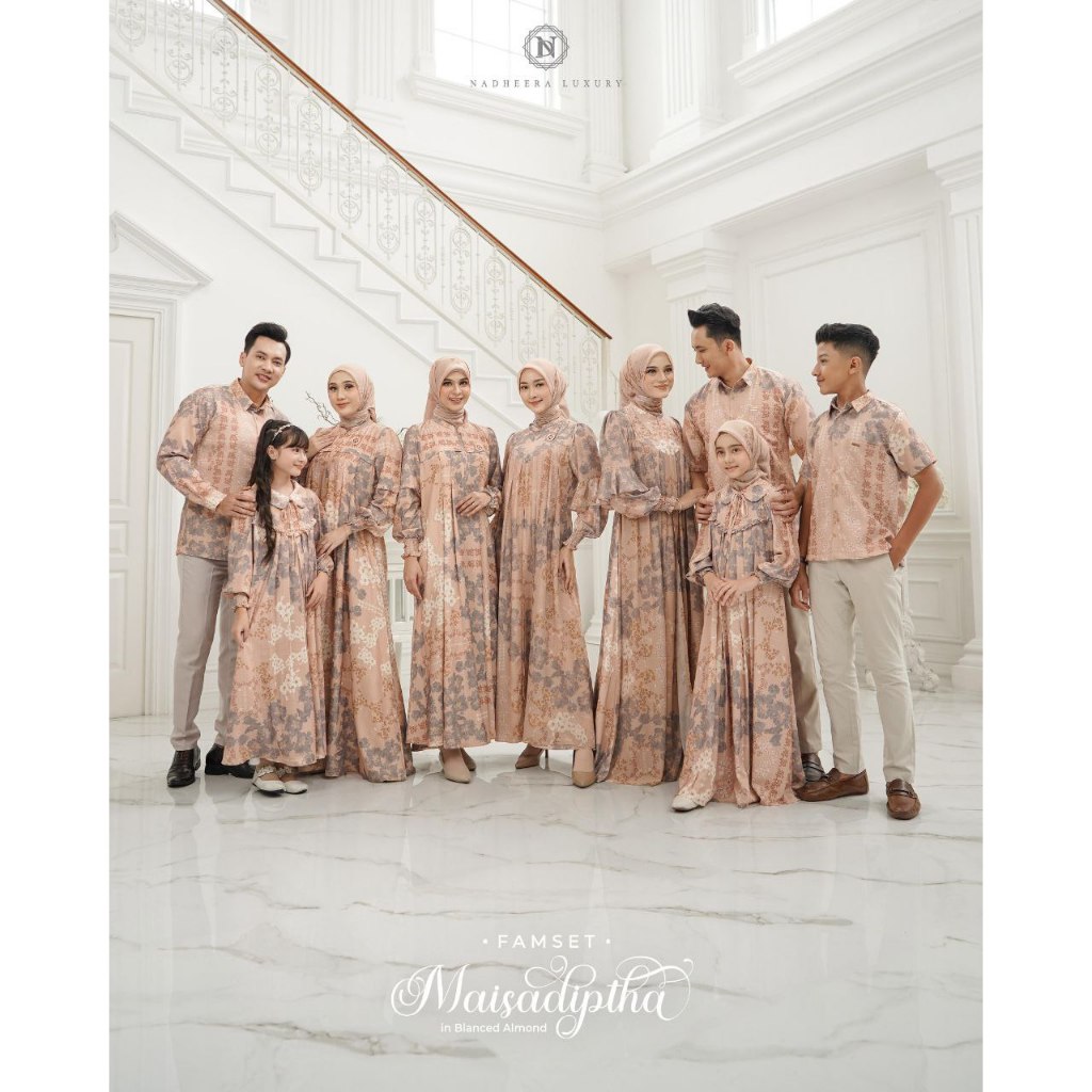 READY / MAISADIPTHA FAMSET (BLANCED ALMOND) (HIJAB TERJUAL TERPISAH) NADHEERA LUXURY TERBARU / FAMSE