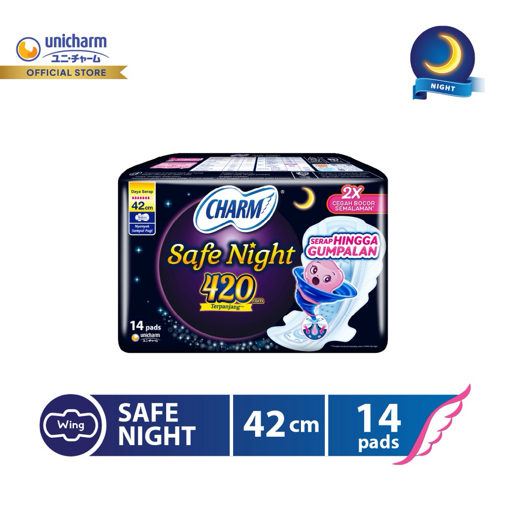 Charm Pembalut Safe Night 42cm Gather 14 pads