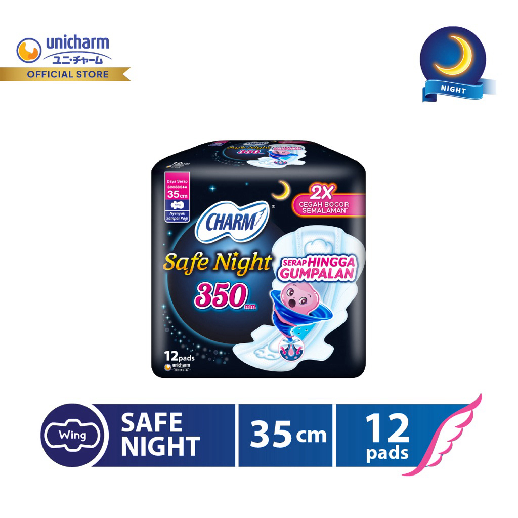 Charm Pembalut Safe Night 35cm Wing 12 pads
