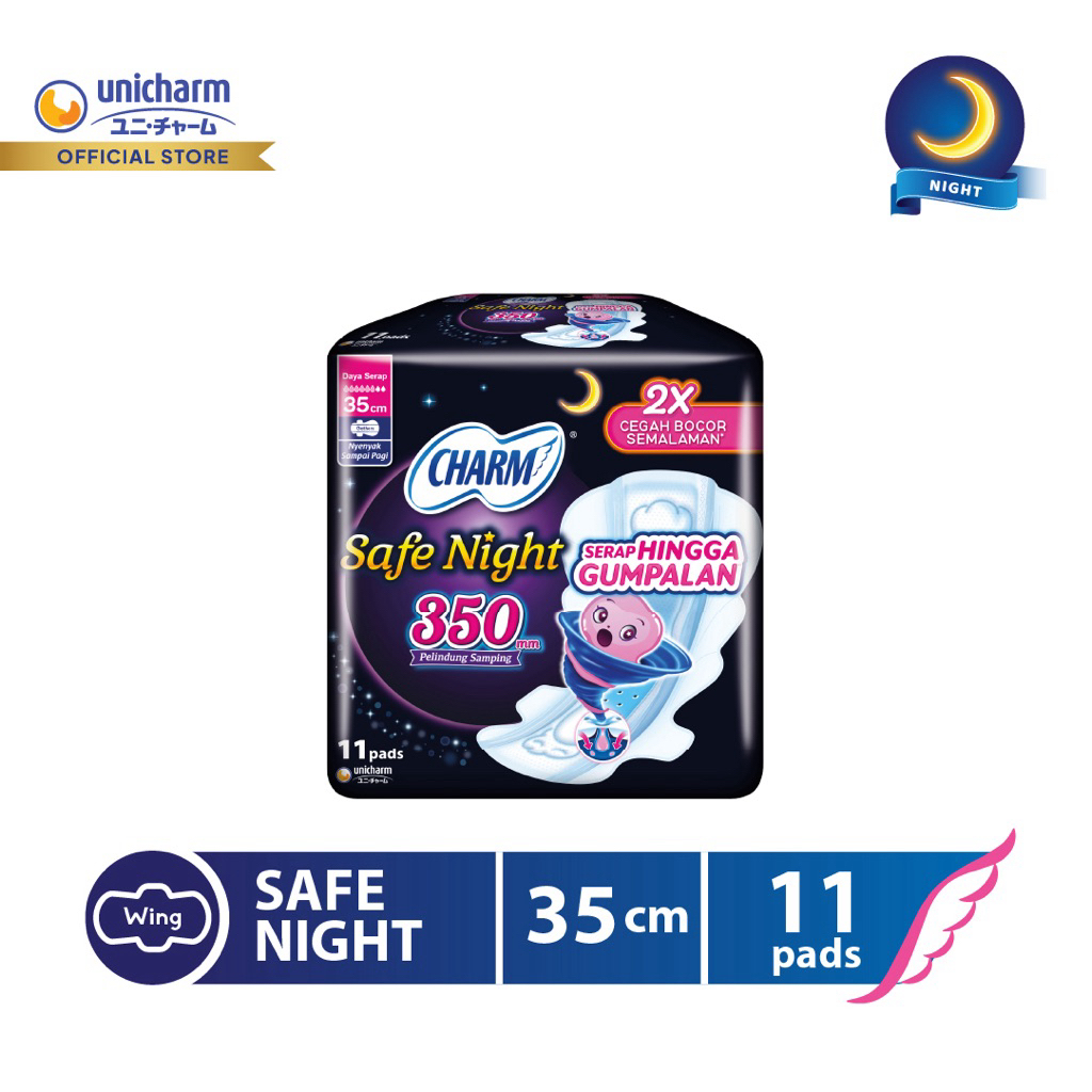 Charm Pembalut Safe Night 35cm Gather 11 pads