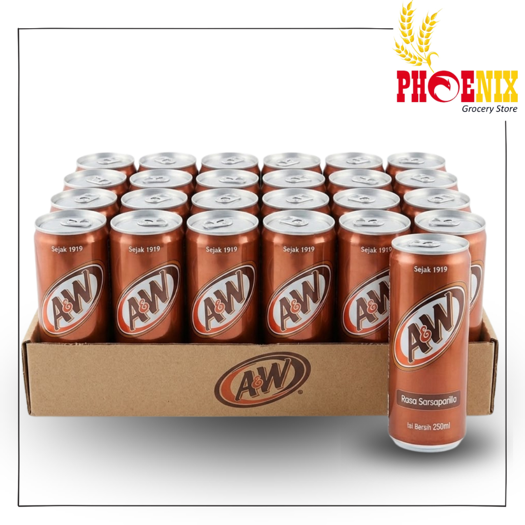 A&W Sarsaparilla Minuman Soda Kaleng 1 Dus Isi 24 Kaleng 250ml