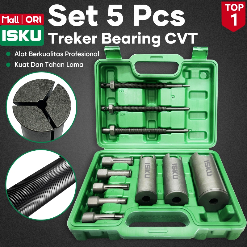 ISKU Treker Bearing CVT Set 5 Pcs Alat Cabut Laher Dalam Internal Bearing Puller Kit 9mm-23mm Pembuk