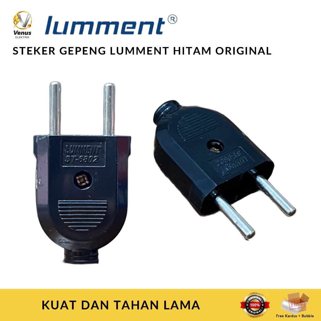 Steker Gepeng Lumment Hitam | Steker Gepeng Listrik