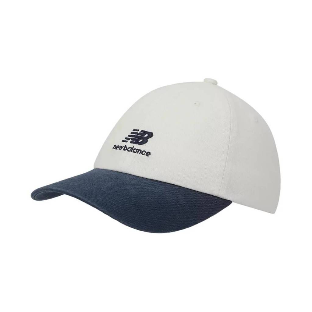 NB 6-Panel Flying Nb Stacked Logo Hat Ivory Navy Topi Unisex ORIGINAL