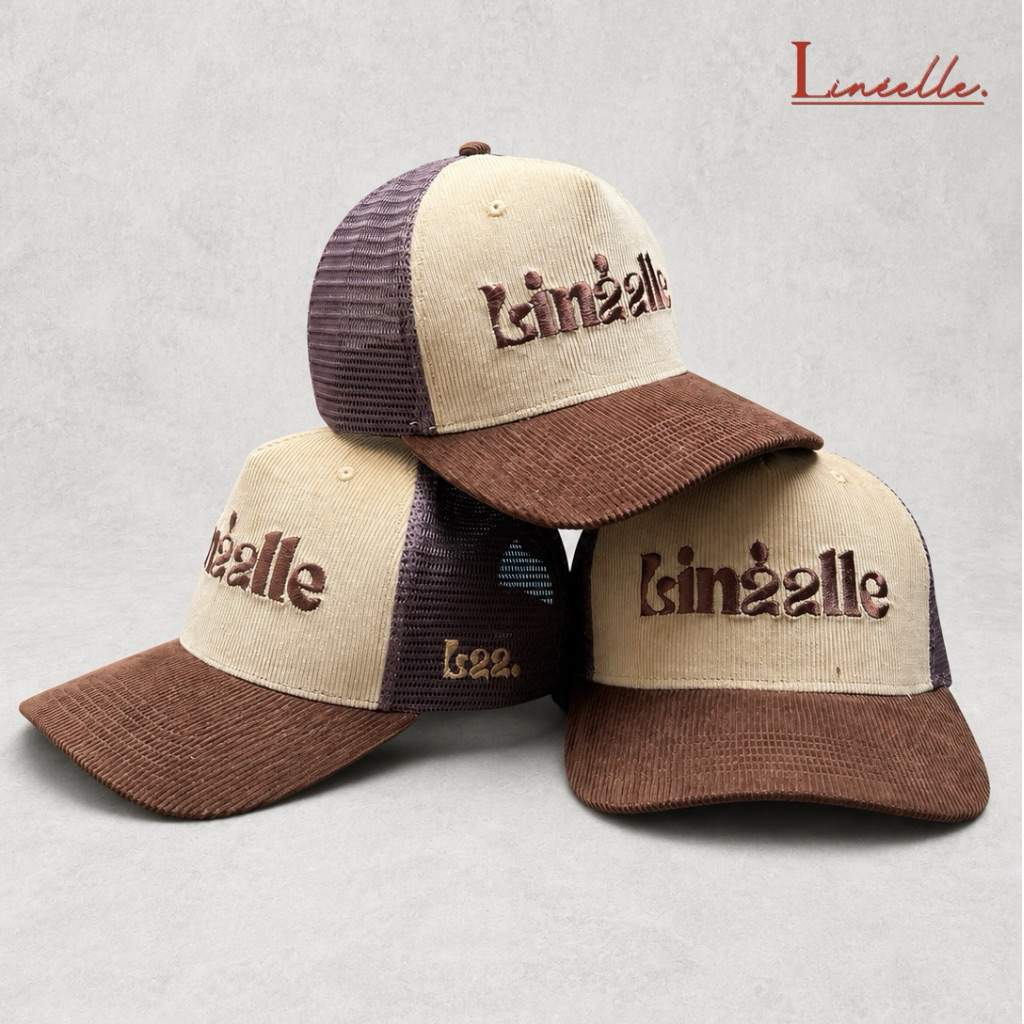Lineelle - Trucker Hat Corduroy Brown and Cream