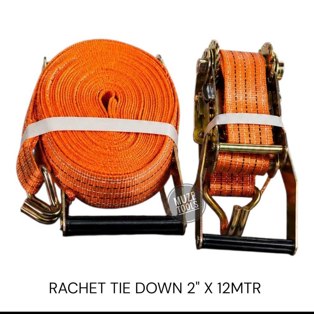 Rachet Tie Down Tali Krek Lashing Cargo 2" Inch x 12m VTS