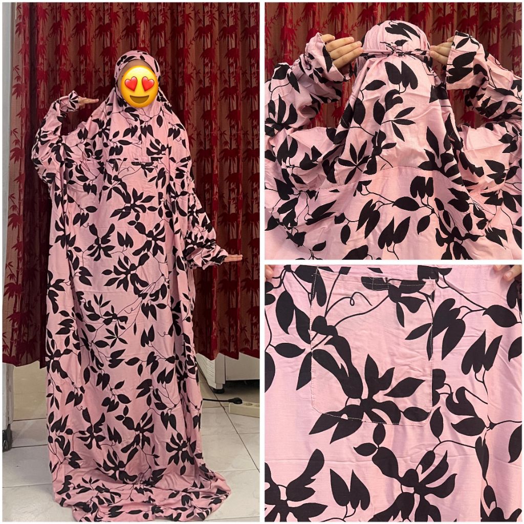 Mukena terusan hadromut  motif Rayon Premium