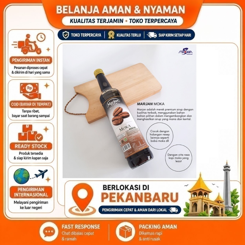 [SDW] pekanbaru/460ml Marjan Boudoin Moka Sirup Minuman Mocca Syrup Bahan Campuran Minuman Halal
