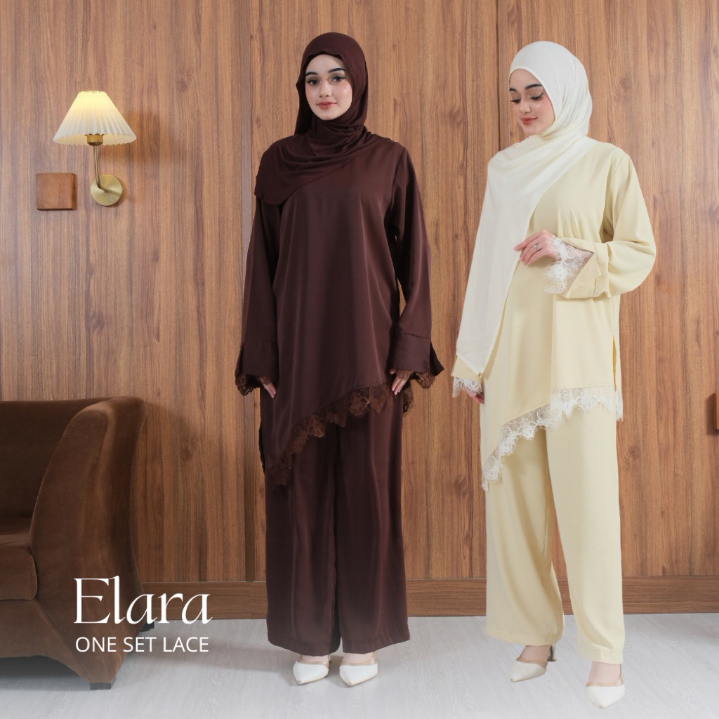 ALN Official - Elara Lace One Set - Set Tunik Celana Renda - Anti UV