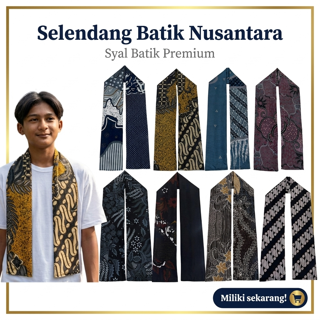 Syal Batik Nusantara 10 Motif Pilihan Cukin Scraf Premium Selendang Batik Jogja