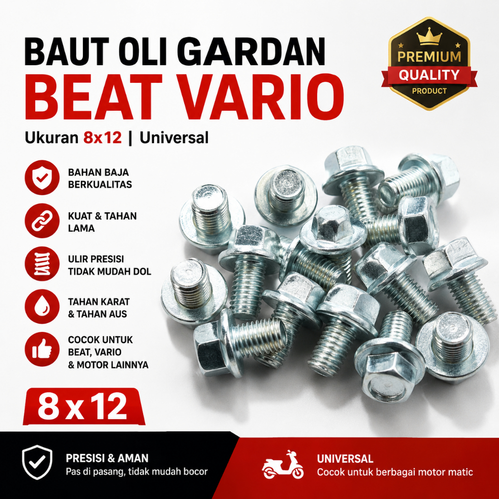 Baut Oli Gardan Beat Vario 8x12 Baut Gardan Motor Matic Universal Baut Pembuangan Oli Gardan