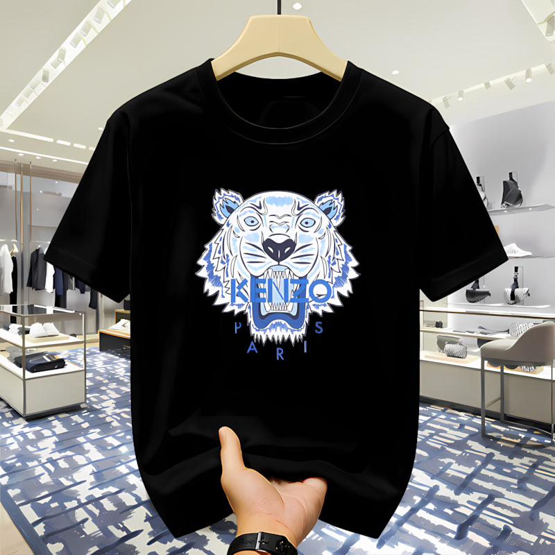 Kaos Pria American Retro KENZO Hitam Putih Distro | Desain Logo Street Style | 100% Cotton Premium |