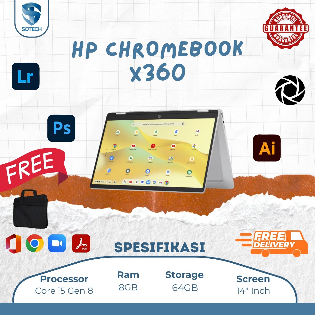 HP Chromebook X360 Core i5-8350U RAM 8GB Touchscreen Flip 360° 14 Inch