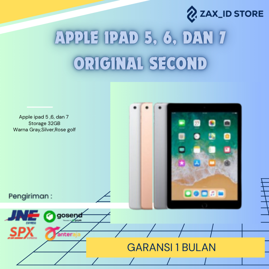 Apple IPad Gen 5,6 dan 7 Original Second Wifi Only