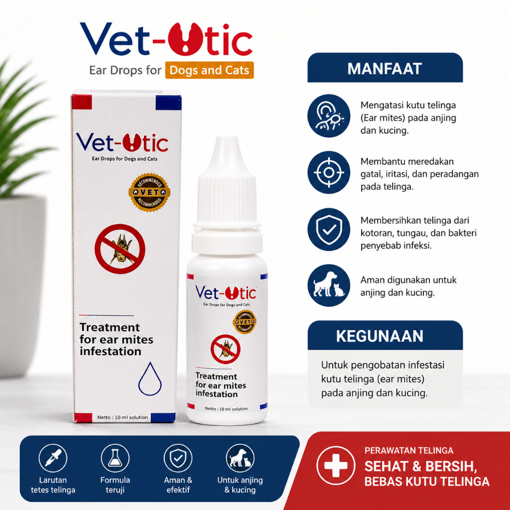 VET-OTIC 30ml- OBAT TETES KUTU TELINGA KUCING VET OTIC
