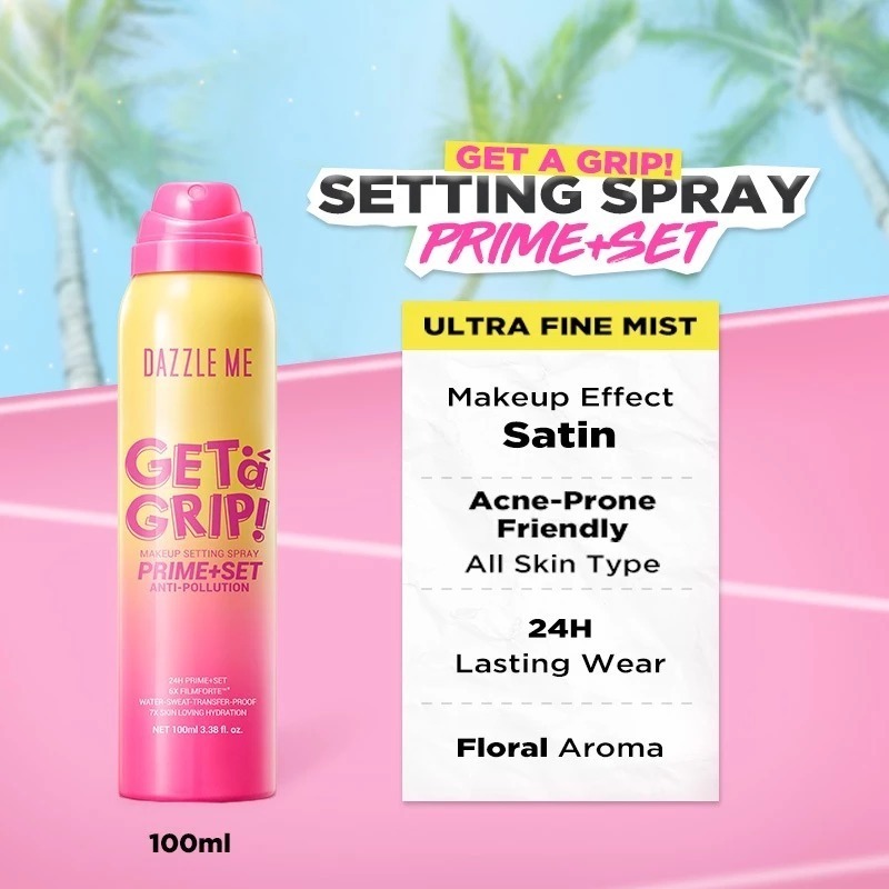 Dazzle Me Get A Grip Prime+Set Setting Spray 100ml – Primer & Setting Spray All-in-One