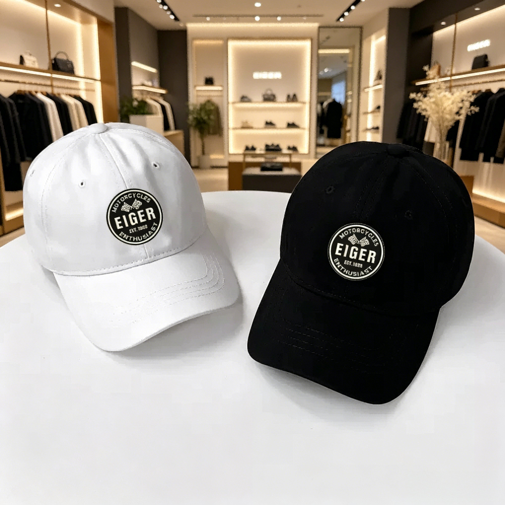 TOPI EIGER Original Topi Baseball Unisex Warna Hitam Putih Fashionable untuk Liburan & Aktivitas Out
