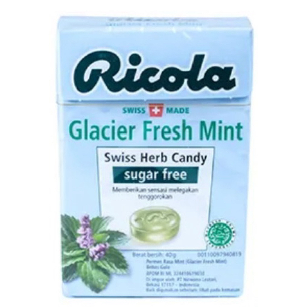 RICOLA SUGAR FREE CANDIES GLACIER MINT