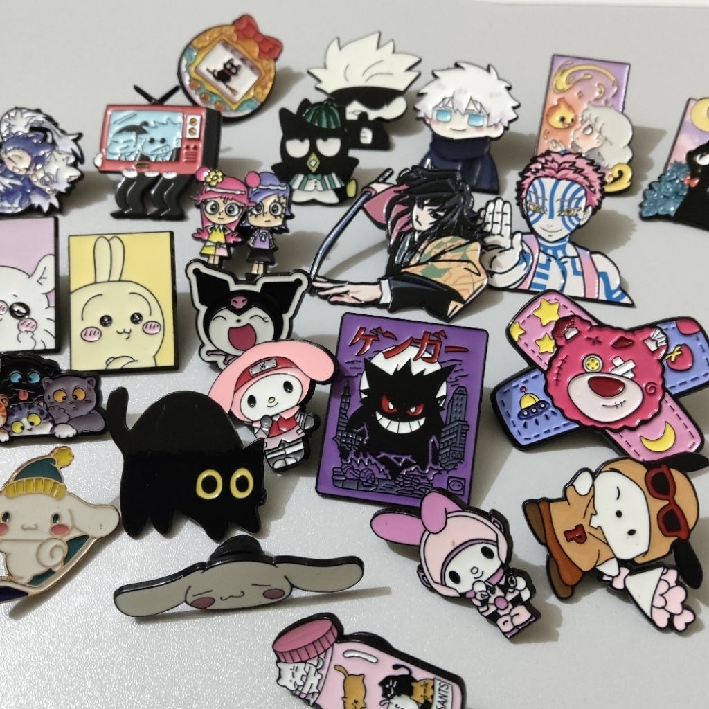 PIN ENAMEL KARAKTER LUCU, JJK, NARUTO, DEMON SLAYER, GHIBLI, POKEMON, SANRIO