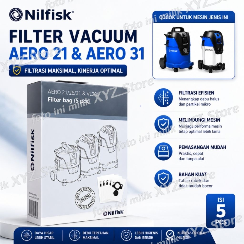 Filter vacuum Nilfisk, Kantong debu Nilfisk, Filter Aero 21, Filter aero 31, Filter vacuum aero Nilf