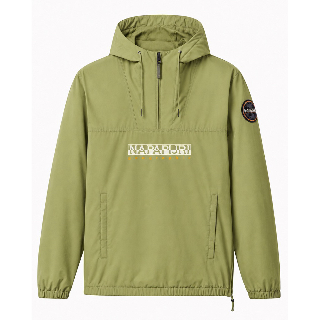 Napapijri Avergreen Anorak Summer Hooded Jacket In Green Mostone