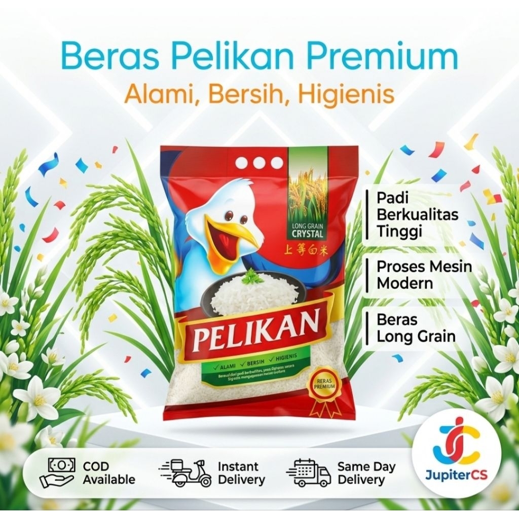 Beras Pelikan 5kg Premium Pulen Medium