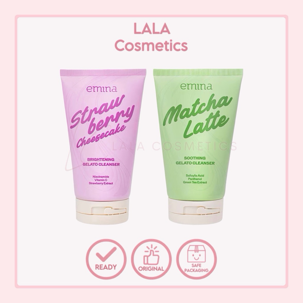 EMINA Gelato Cleanser 100ml Strawberry Cheesecake Brightening | Matcha Latte Soothing
