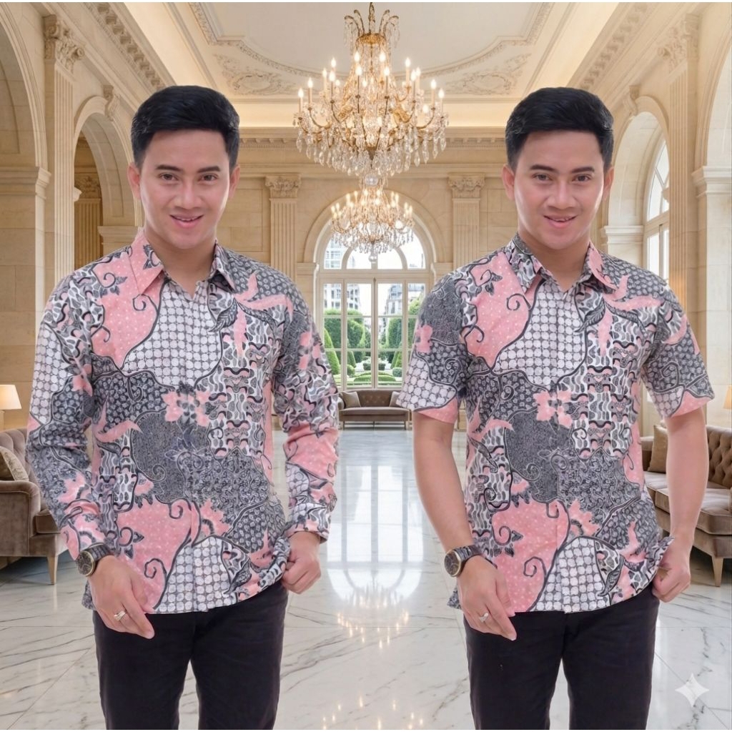 Kemeja batik pria premium Ungu Lilac Burgundi