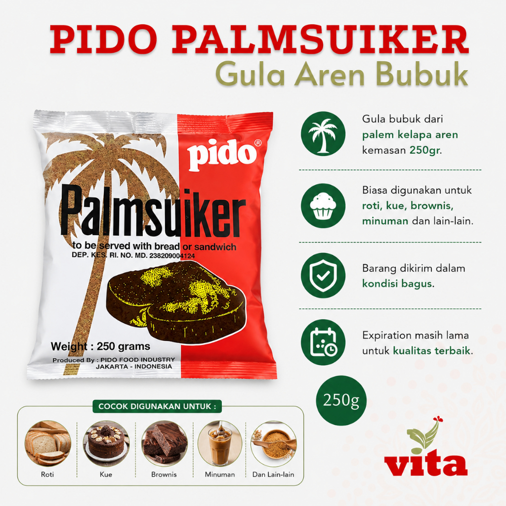 Palm Sugar Pido Palmsuiker Gula Aren Bubuk 250gr