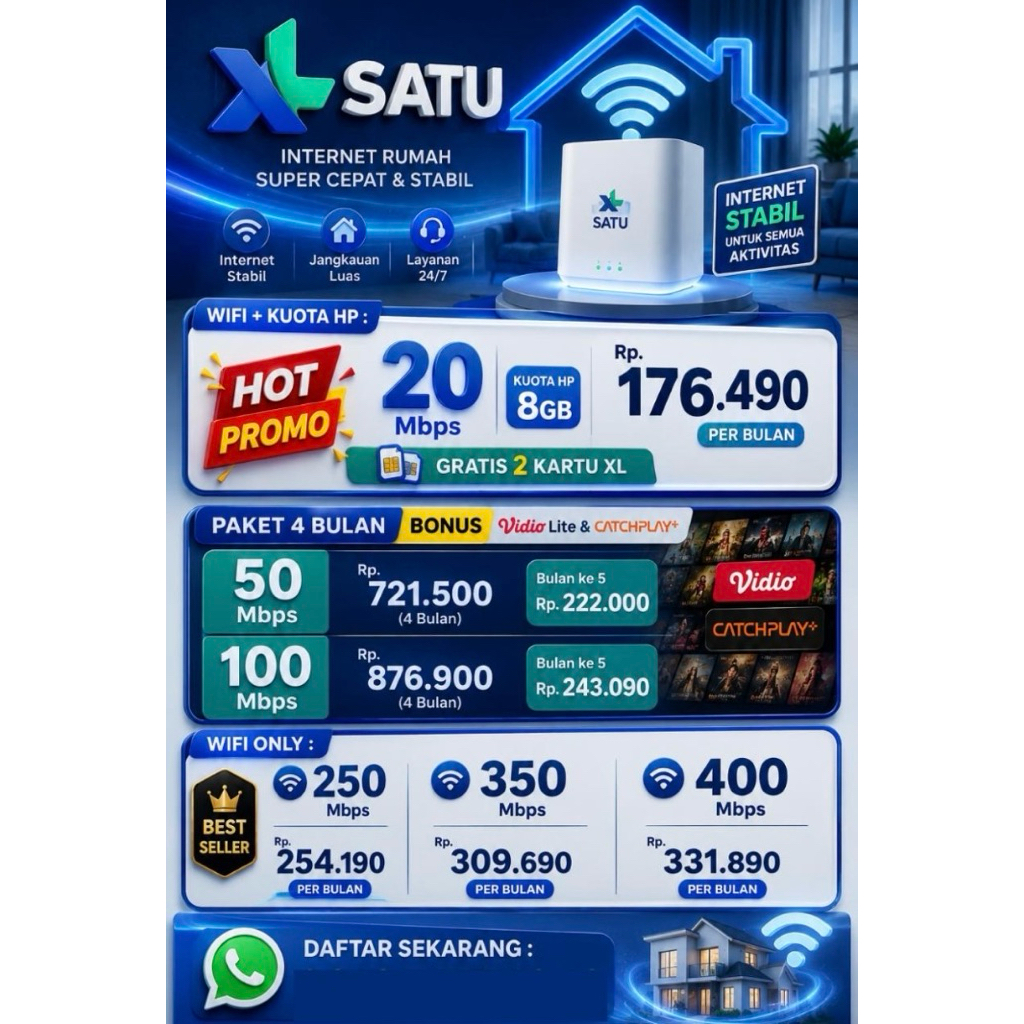 WiFi XL SATU Unlimited Fiber | Internet Rumah Cepat