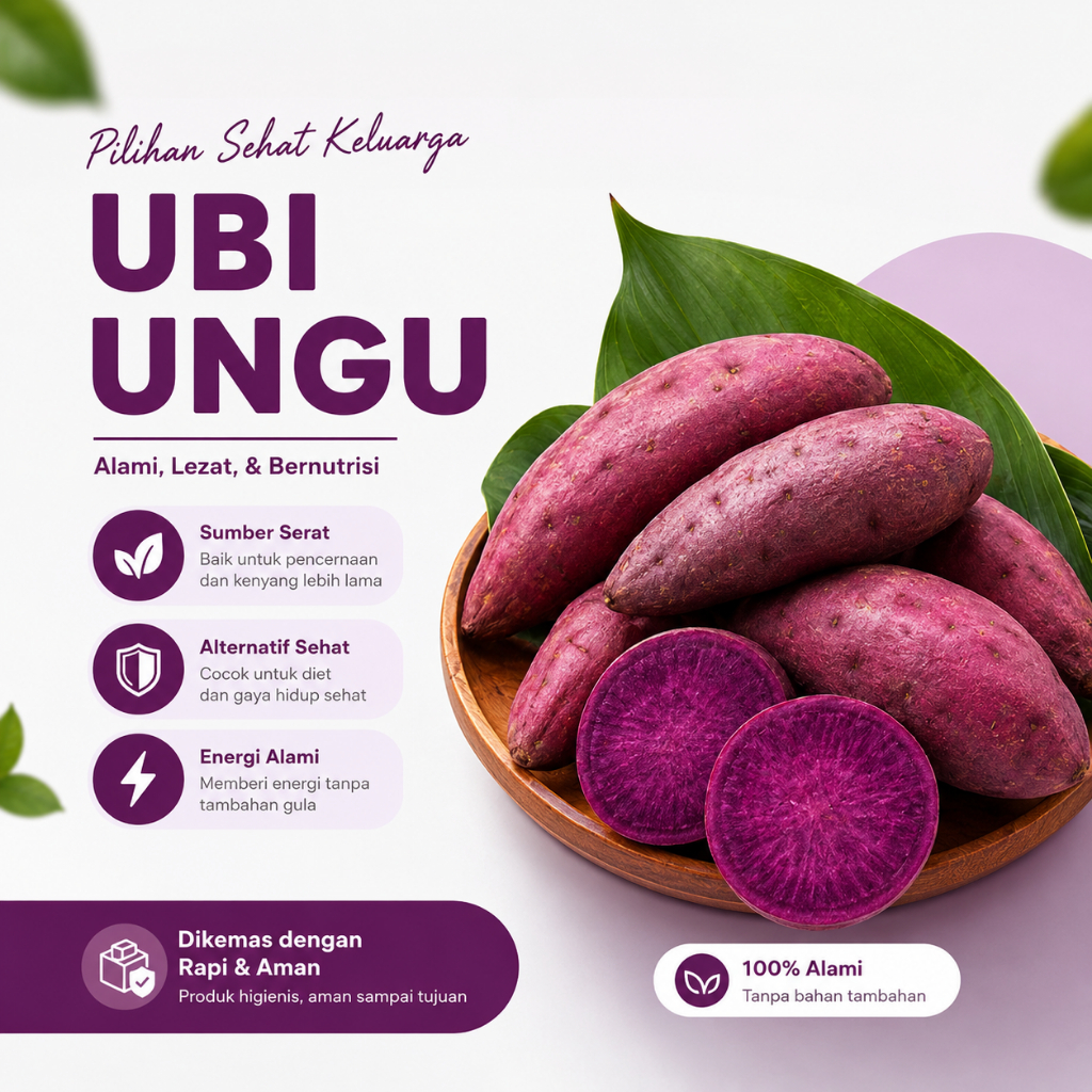 Ubi Ungu Segar Premium 1 Kg | Manis Pulen | Cocok untuk Kukus Rebus Dessert