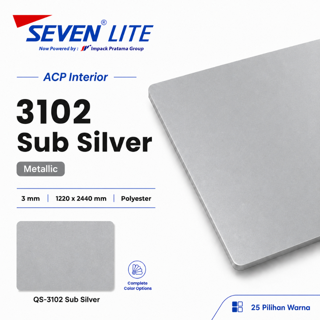 Seven Lite ACP Panel Aluminium 3mm PE 0.05 Komposit Interior 1220x2440 - Solid Series