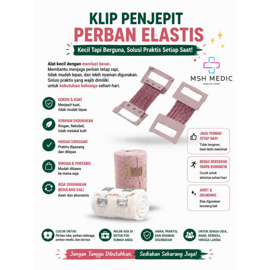 KLIP PENJEPIT PERBAN ELASTIS BAHAN METAL